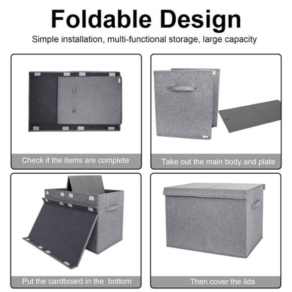 Large Toy Box Chest Storage with Lid - Collapsible Kids Toys Boxes - Picture 4 of 7